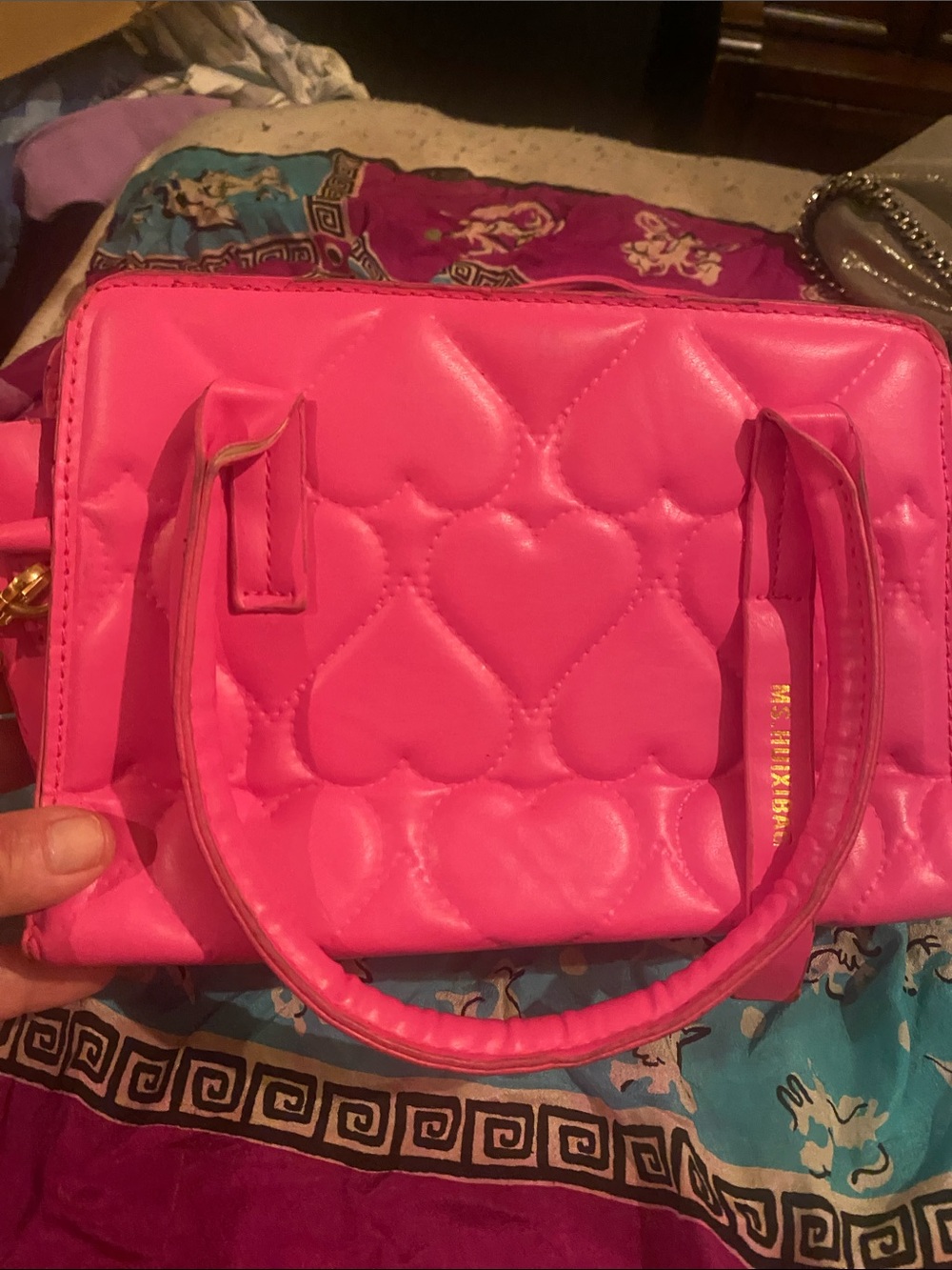 Hot Pink Quilted Heart Satchel